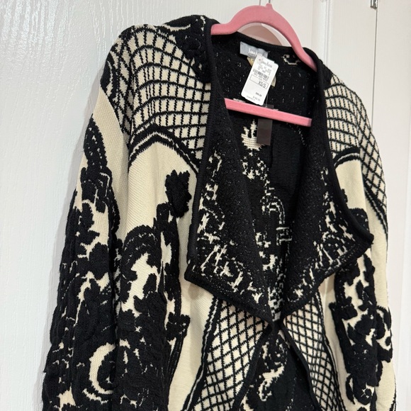 Neiman Marcus Black and Cream Cardigan - Picture 2 of 7